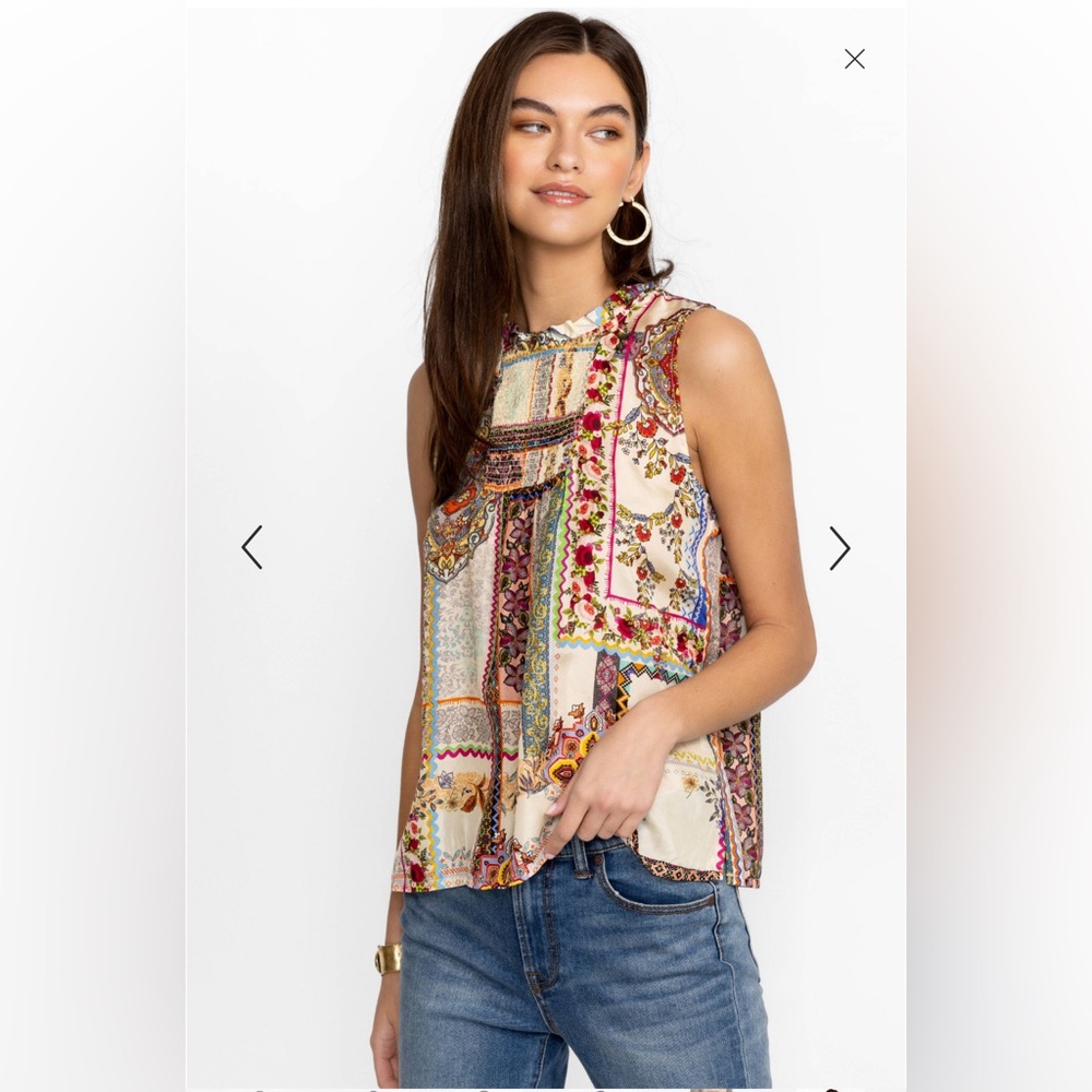 Johnny Was Colorful Patchwork Blouse STANO IFE TANK